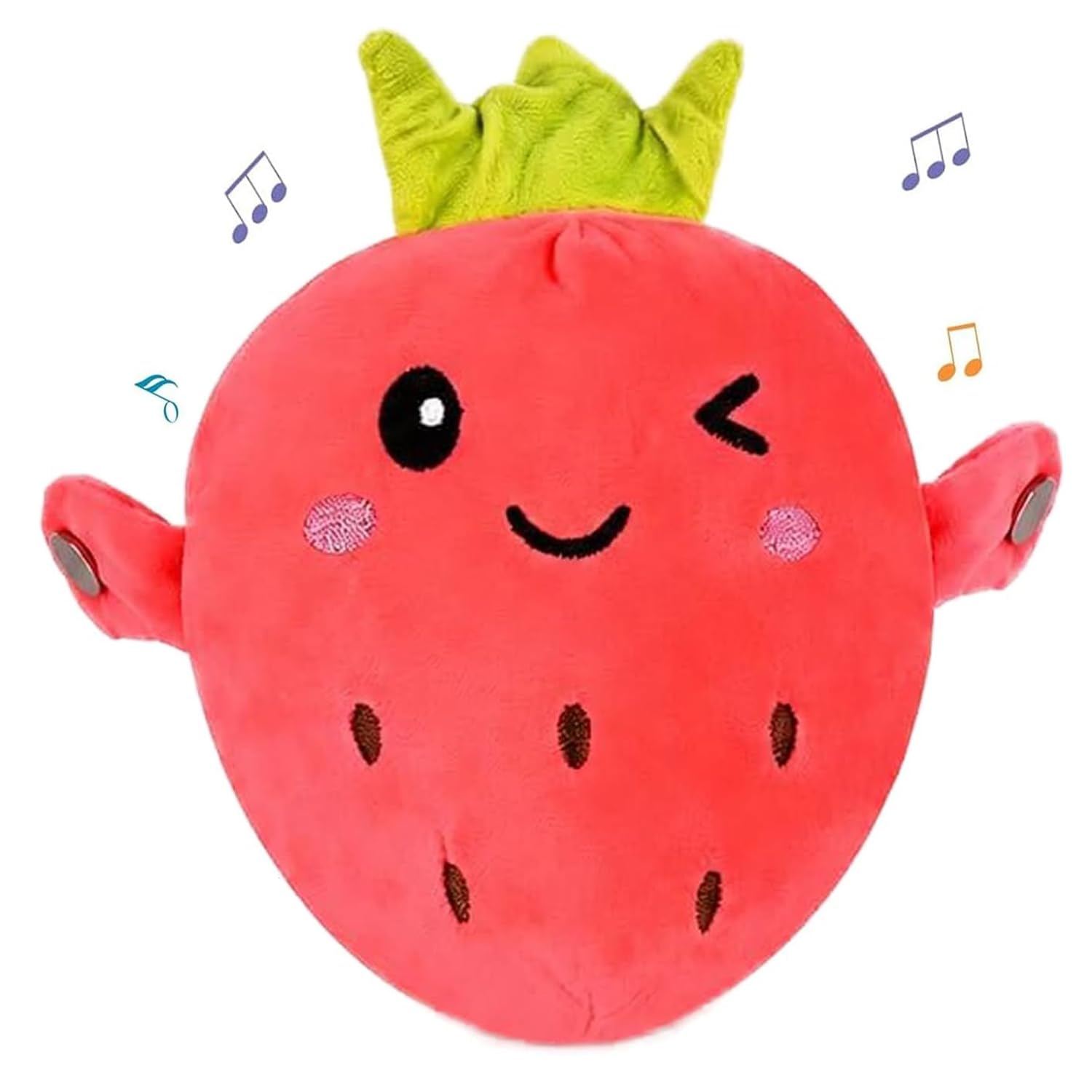 Interactive Music Plush Toy, Touch-Sensitive Stuffed Animal with Fruit & Piano Sounds, Soft Musical Plush Doll for Early Learning, Parent-Child Bonding, Sensory Play Gift for Kids (Strawberry)