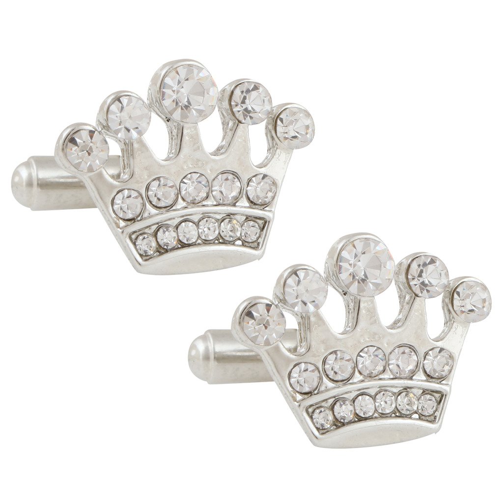 Cufflinks For Men Silver Crown Shape Brass Cufflinks With Diamond Crystals In A Gift Box|656|