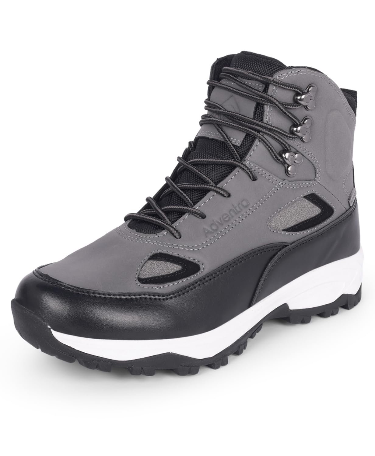 ADVENTRA Men's Waterproof Trekking Shoes, Mid-High Ankle Hiking Boots, Grey, Round Toe, Cushion Comfort, Lace-Up, ET 1105 (UK Footwear Size System, Adult, Men, Numeric, Medium, 8.5)