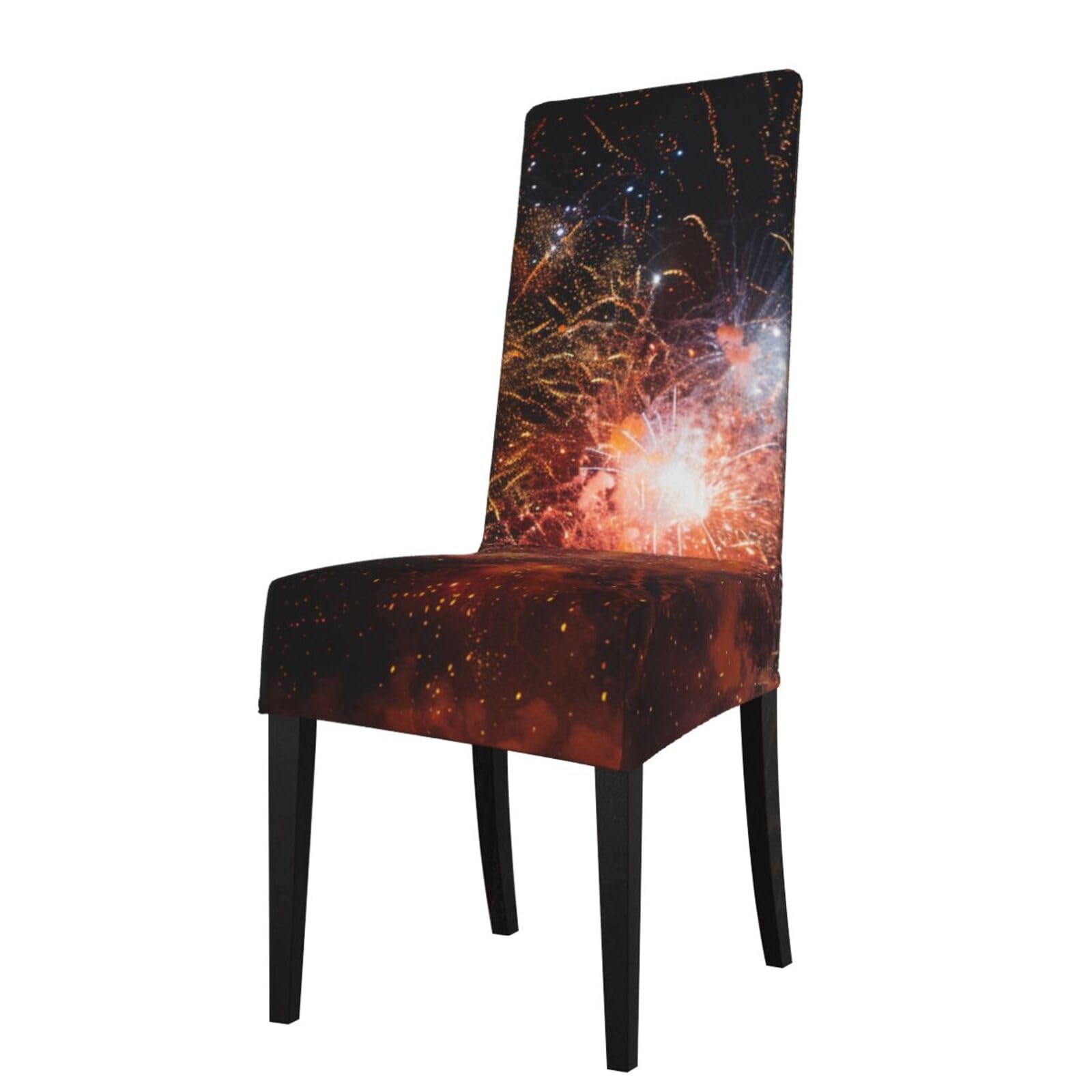 WPKJU Fireworks Print Dining Chair Covers Removable Chair Seat Covers Decorative for Kitchen & Bar Stools