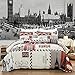 Moderno Vintage Juego de Cama País Sello África Francia Nueva York Torre...