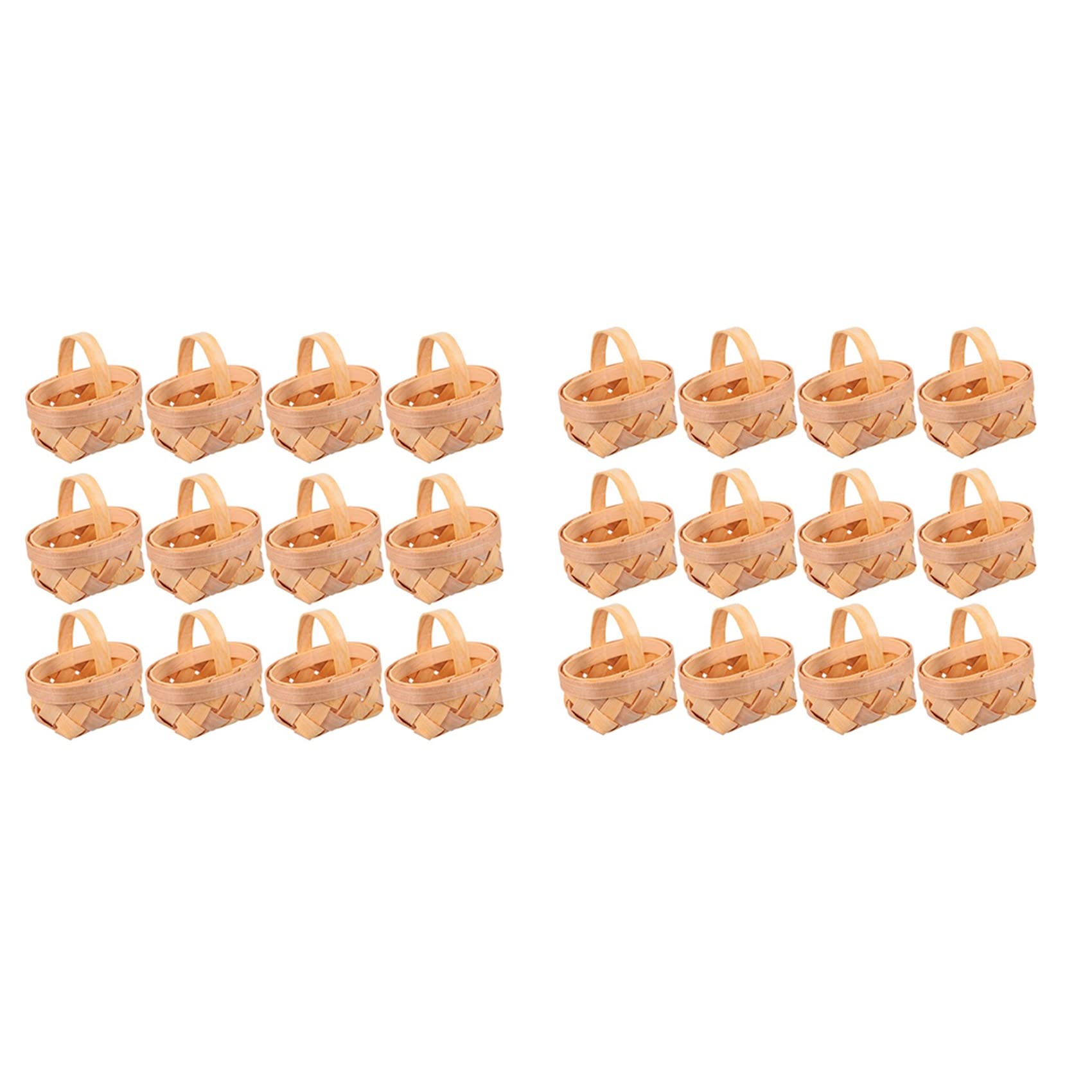 Hndhbfgrt 24Pcs Wood Chip Mini Baskets Manual Woven Baskets Ornaments Candy Storage Box