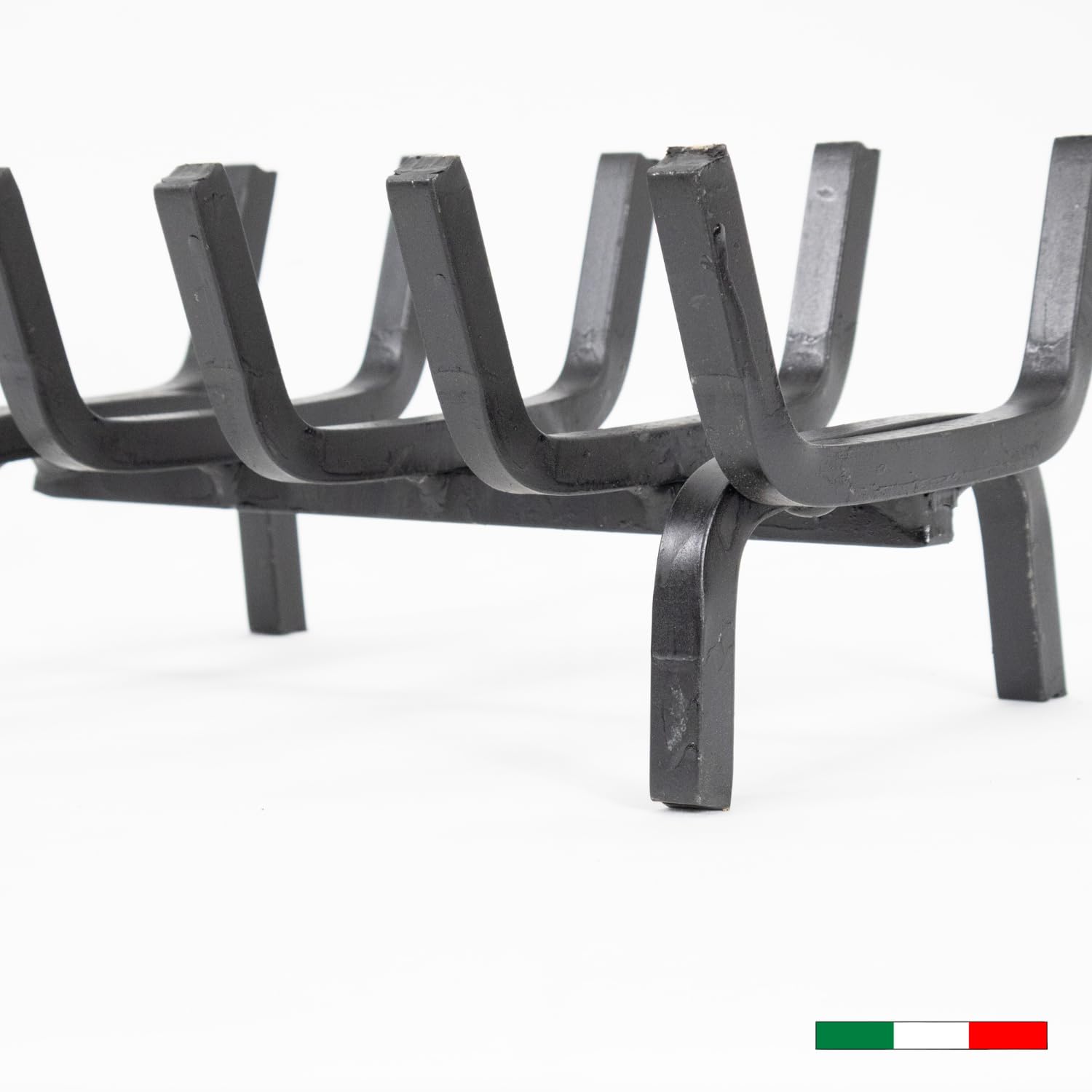 MOHOME Brucialegna per Camino in Ferro Battuto Nero Made in Italy 5 Barre Griglia 30x20x15 cm Braciere per Camino Poggia Legna Piedi Rialzati Portalegna per Caminetti Accessori Attrezzi Camino