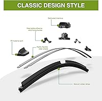 Vista 2 de Juego de limpiaparabrisas de 22"+20 pulgadas (lengüeta de pellizco, juego de 2) Repuesto de limpiaparabrisas para automóviles compatible con Ford