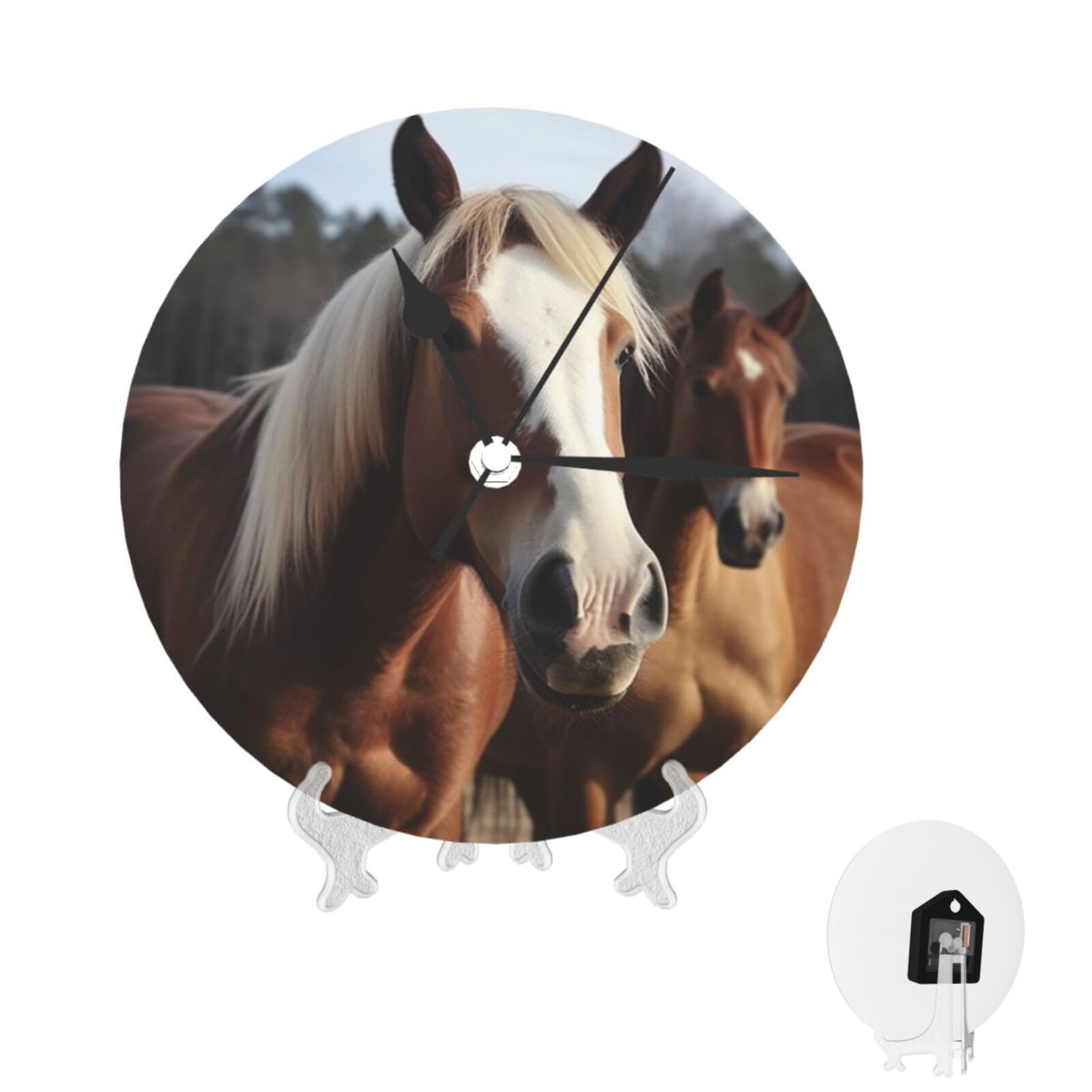 Horloge murale moderne silencieuse chevaux pour un intérieur serein