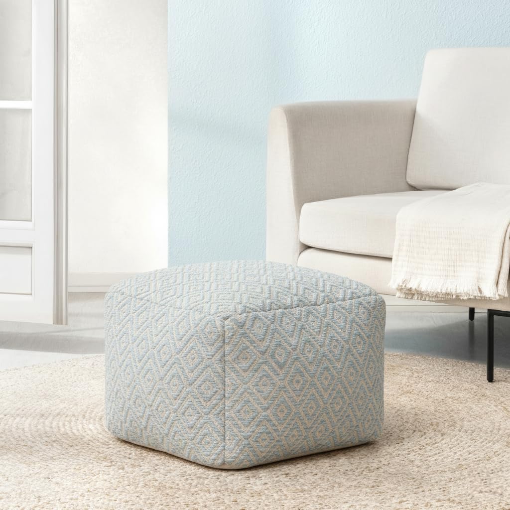 anji mountain 22"x22"x16" handmade & handcrafted ottoman pouf comfortable pouf ottoman foot rest & home décor accent for living room, bedroom, nursery, kids room, patio cherokee arctic