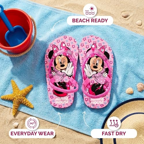 Image of Disney Girls Boys Character Flip Flops Sandals Kids Water Shoes - Minnie Mickey Moana Toy Story Frozen Cars Encanto Princess Thong Beach Slides Slip On Quick Dry (Toddler-Little Kid)