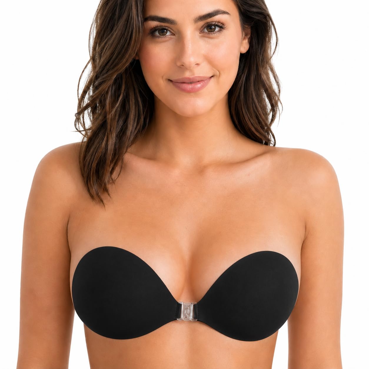 Strapless Adhesive Bra for Women Reusable Stick On Push Up Invisible Backless Sticky Bra Silicone Padded Bra Black Size B-picture-24