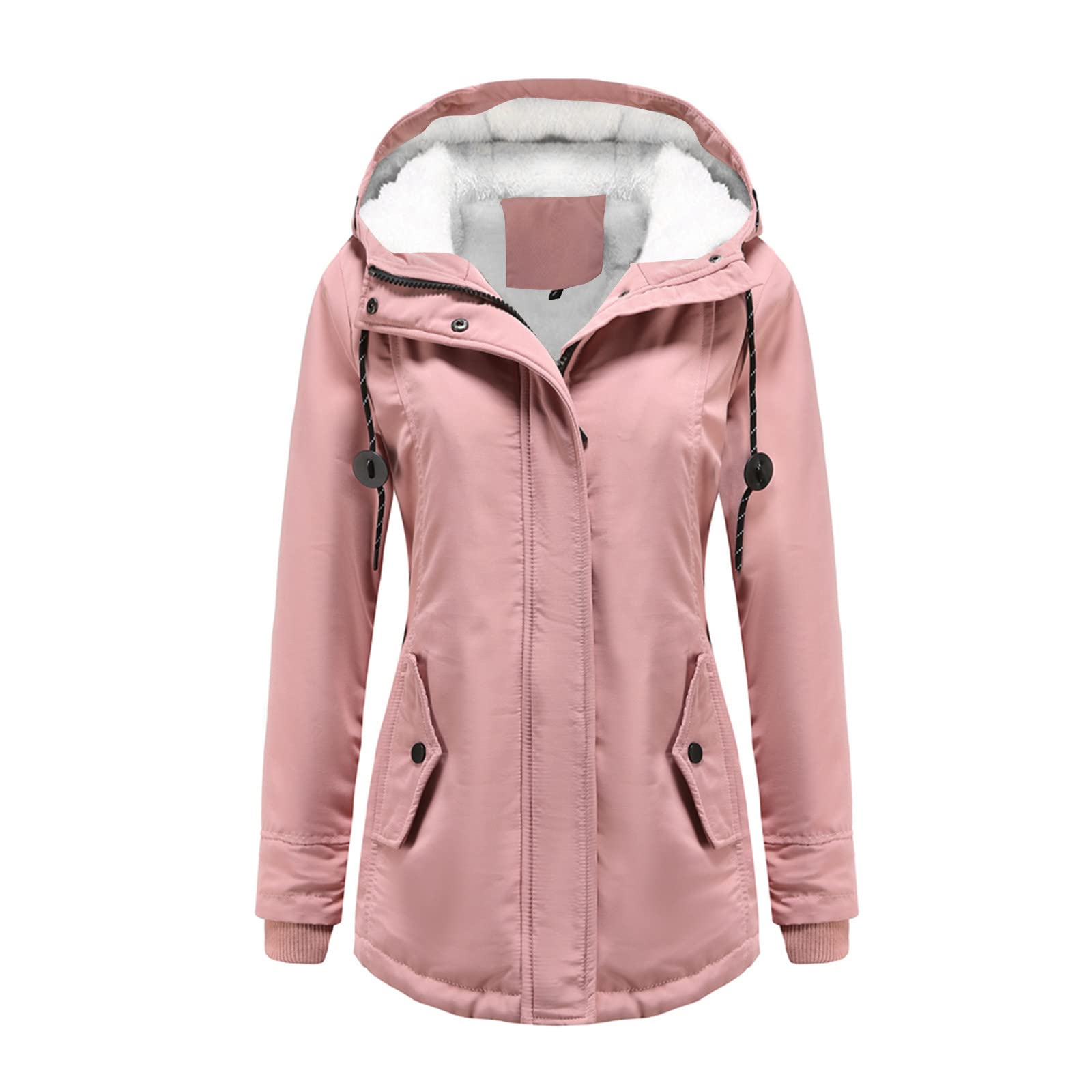 Giacca Invernale Imbottita Calda, Giubbini Donna Invernali con Cappuccio in Pelliccia Calore Giacca Maniche Lunghe Cappotti Elegante Tinta Unita Lungo Cappotto Outdoor Viaggio