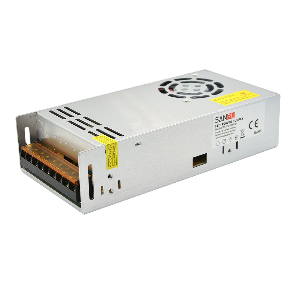 Alimentation à découpage LED 24 V 400 W 16 A Conducteur de tension constante 220 V 110 V AC/DC Transformateur d'éclairage Sortie unique (SANPU PS400-H1V24)