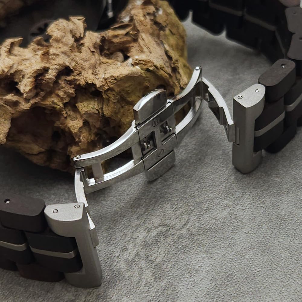 Holzwerk Germany Handgefertigte Designer Herren-Uhr Öko Natur Holz-Uhr Chronograph Armband-Uhr Analog Quarz-Uhr Braun Blau Datum Holz