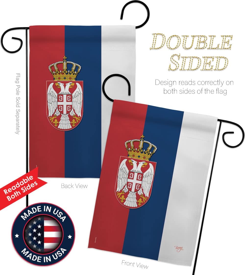 Breeze Decor G158107 Serbia Flags of the World Nationality Impressions Decorative Vertical Garden Flag 13" x 18.5" Printed In USA Multi-Color