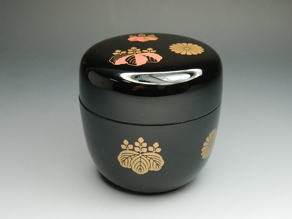 Amazon｜中棗 高台寺蒔絵 黒塗 色蒔絵 樹脂製 日本製 茶道具｜茶入 