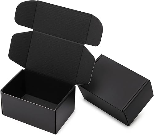 Cajas de envío pequeñas negras de 6 x 4 x 3 Paquete de 24 cajas de correo de cartón corrugado para pequeñas empresas Cajas de envío planas con