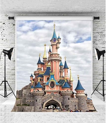 Miniatura 3 de EOA Telón de fondo del parque del castillo de Cenicienta de 5 pulgadas de ancho x 7 pies de alto, fondo de fotografía de palacio de princesa, baby