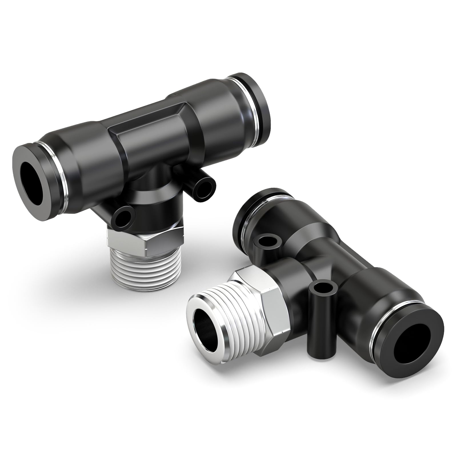 10 piezas azul de 10 mm de diámetro exterior en T de 3 vías empujar para conectar neumáticos accesorios (PE-10) — view 18