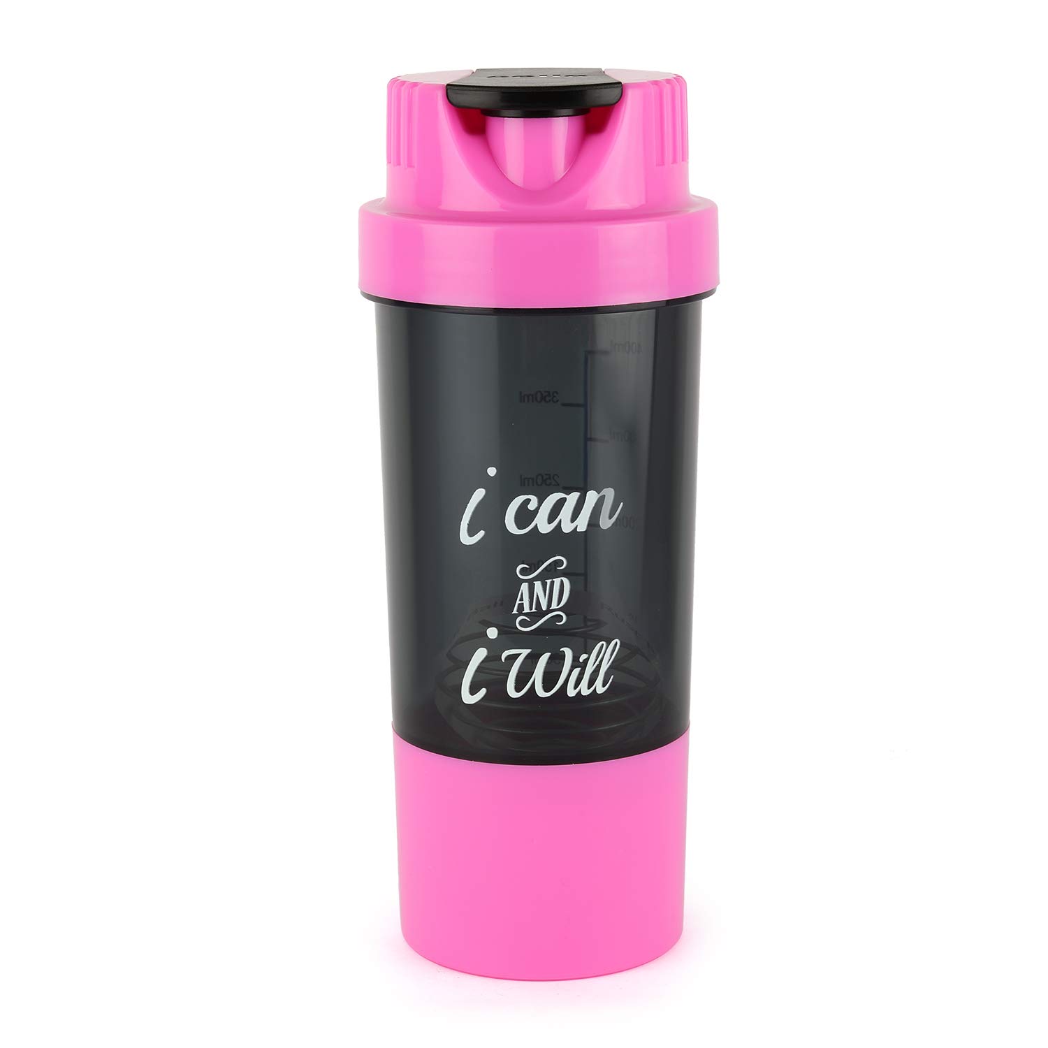 Cello Plastic My Shake Sipper Shaker Blender Bottles for Protein Shake, Gym/Leak Proof, BPA Free Wide Mouth Shake Mixer Bottle with Storage Container, Stainless Steel Blender Ball (700 ml, Pink)-image-44