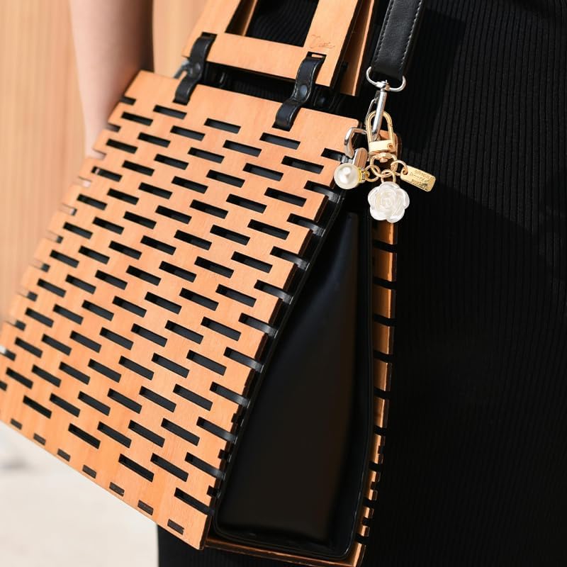 Charm Keychain for Women Girls Bow Heart Rose Keychain Charms Decorations for Bag Purse Backpack Charms Key Chain with Pearl - Image 2