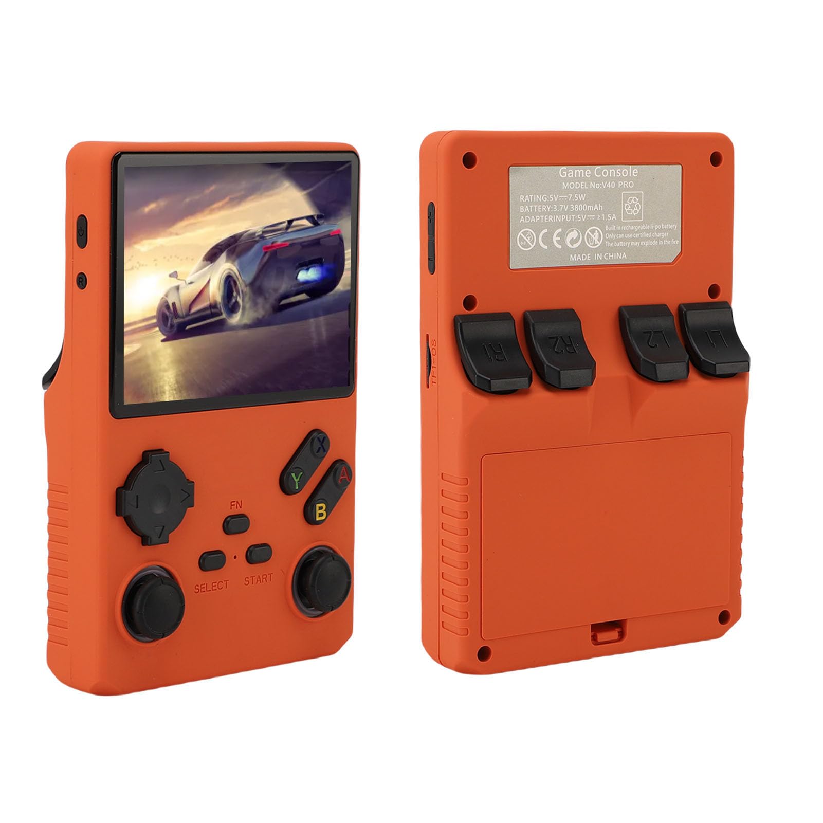 Elprico Retro Handheld Game Console, 3,5 Zoll 640x480 Tragbarer Spielspieler mit 256 GB Speicher, Handheld -Gaming -Konsole für die Reise (ORANGE)