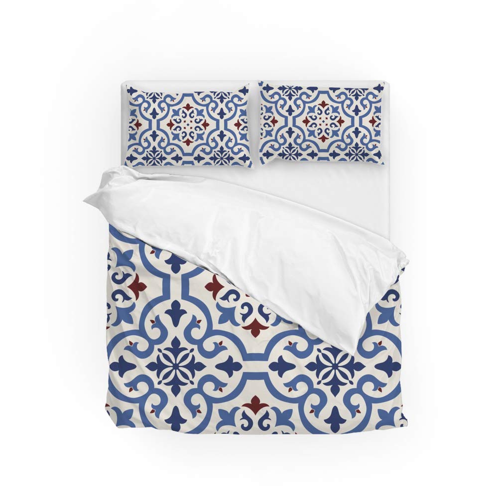Parure de lit de chambre moderne : housse de couette damassée facile à laver et repasser