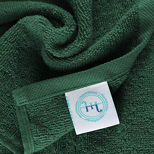 Image of Hearth & Harbor Bath Towels for Bathroom - 100% Ring Spun Cotton Luxury - Ultra Soft & Highly Absorbent, Bath Towels Set of 10 - Hunter Green (Pack of 6)