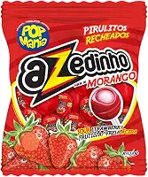 Pirulito Pop Mania Azedinho Morango Recheio Mastigável c/50 - Riclan