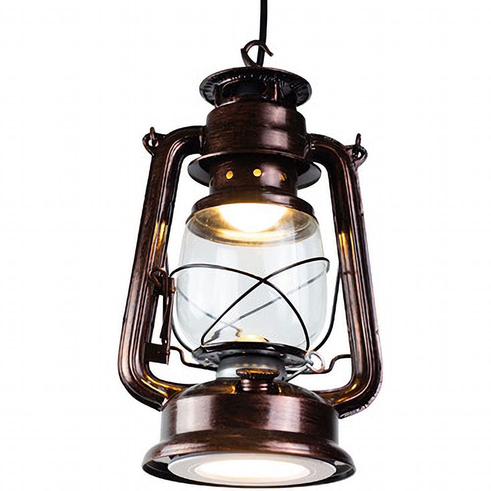 Lustre lanterne vintage en fer forgé couleur cuivre pour éclairage de bar et café