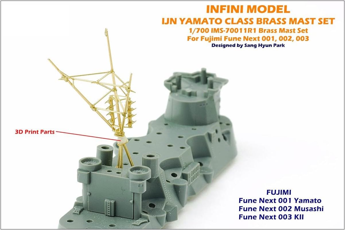 Infinity model 1/700 Japan Navy battleship Yamato & Musashi Kii for F company for NEXT for brass mast set for plastic parts IMS7011