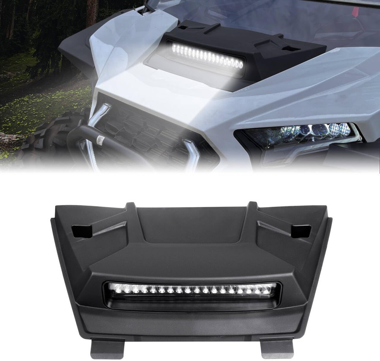 Sport Hood Scoop with LED Spotlight Compatible with 2024 2025 Polaris RZR XP 1000/ XP 4 1000 Accessories Hood Cover with Auxiliary Light Kit