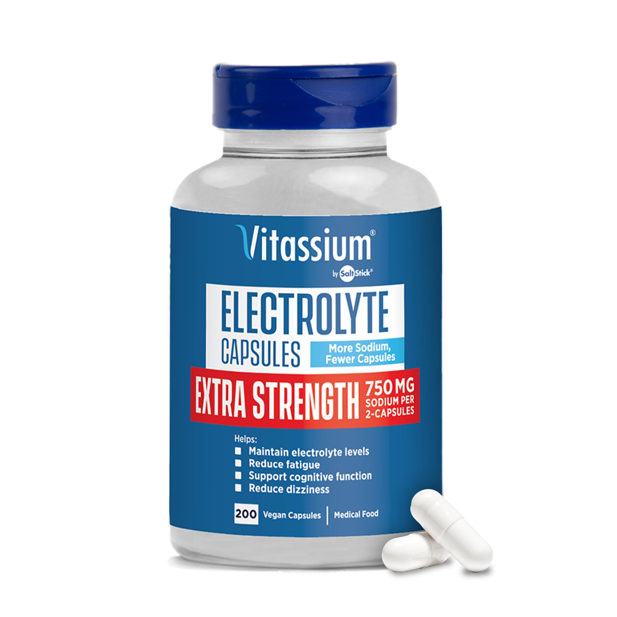 Vitassium Salt Pills Plus Strength For POTS Scientifically Formulated 200ct Extra Strength 200 Count (Pack of 1)