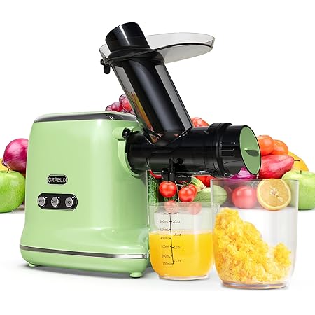 Slow Juicer, ORFELD Cold Press Juicer with 90% Juice Yield & Purest Juice, Easy Cleaning & Quiet Motor Masticating Juicer Machines
