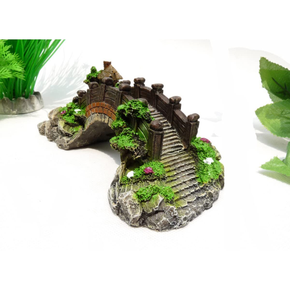 Decorazioni per Acquari Ornamento Tematico per Acquario con Ponte Paesaggistico in Resina per Piccoli Pesci Gamberetti Giochi per Acquari,19cmx8.5cmx7cm