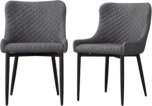 TUKAILAI 2 sillas de comedor de piel sintética gris de ocio con cómodo asiento acolchado comedor, salón, recepción, restaurante muebles modernos