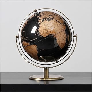 World Globe Desktop World Globe Educational Geographic World Globe with Black Oceans and Metal Stand Gold Earth Globe for ...