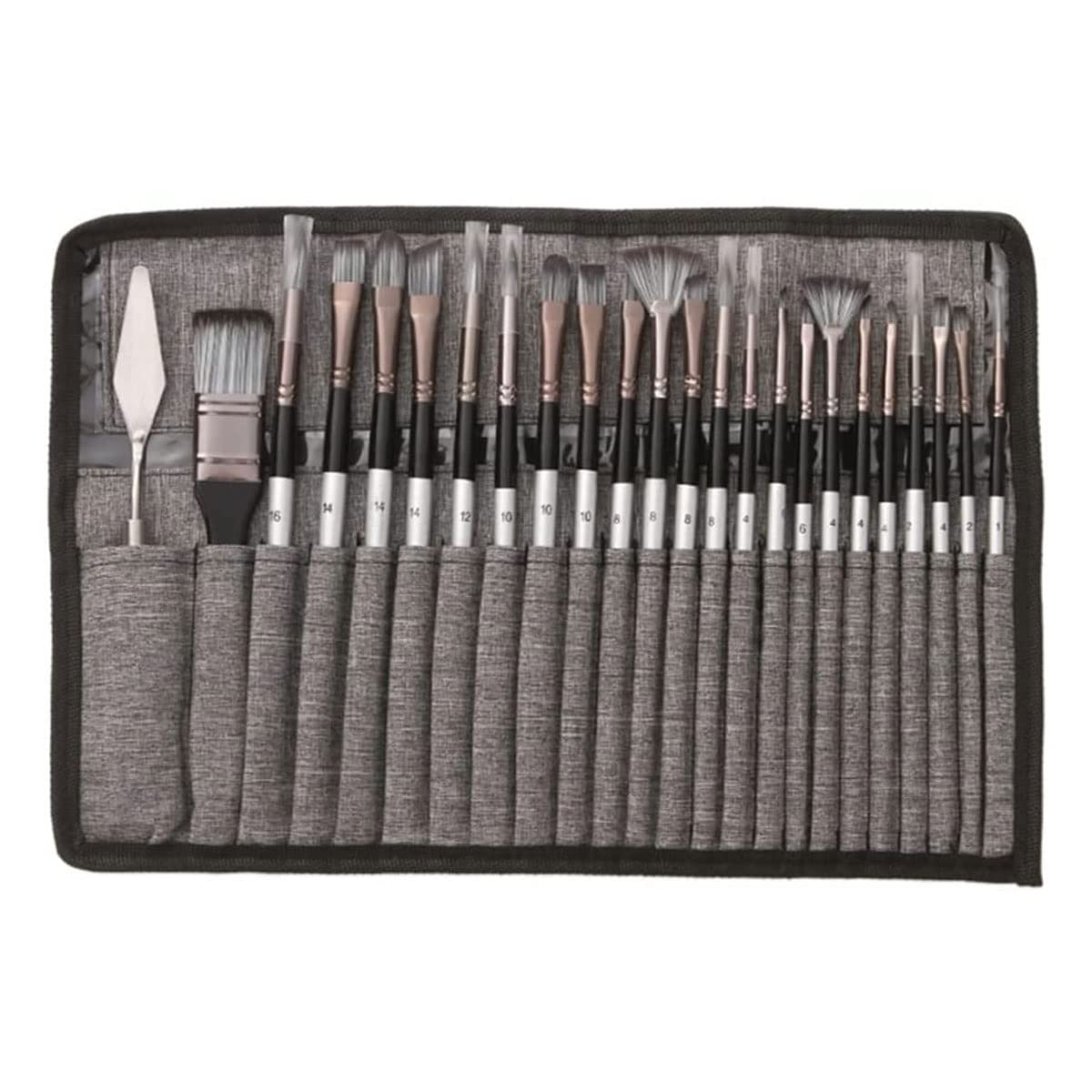 XBTGS Set di 24 pennelli sintetici migliorati con rullo di tela e spatola per pittura acrilica, olio, acquerello, guazzo, set di pennelli