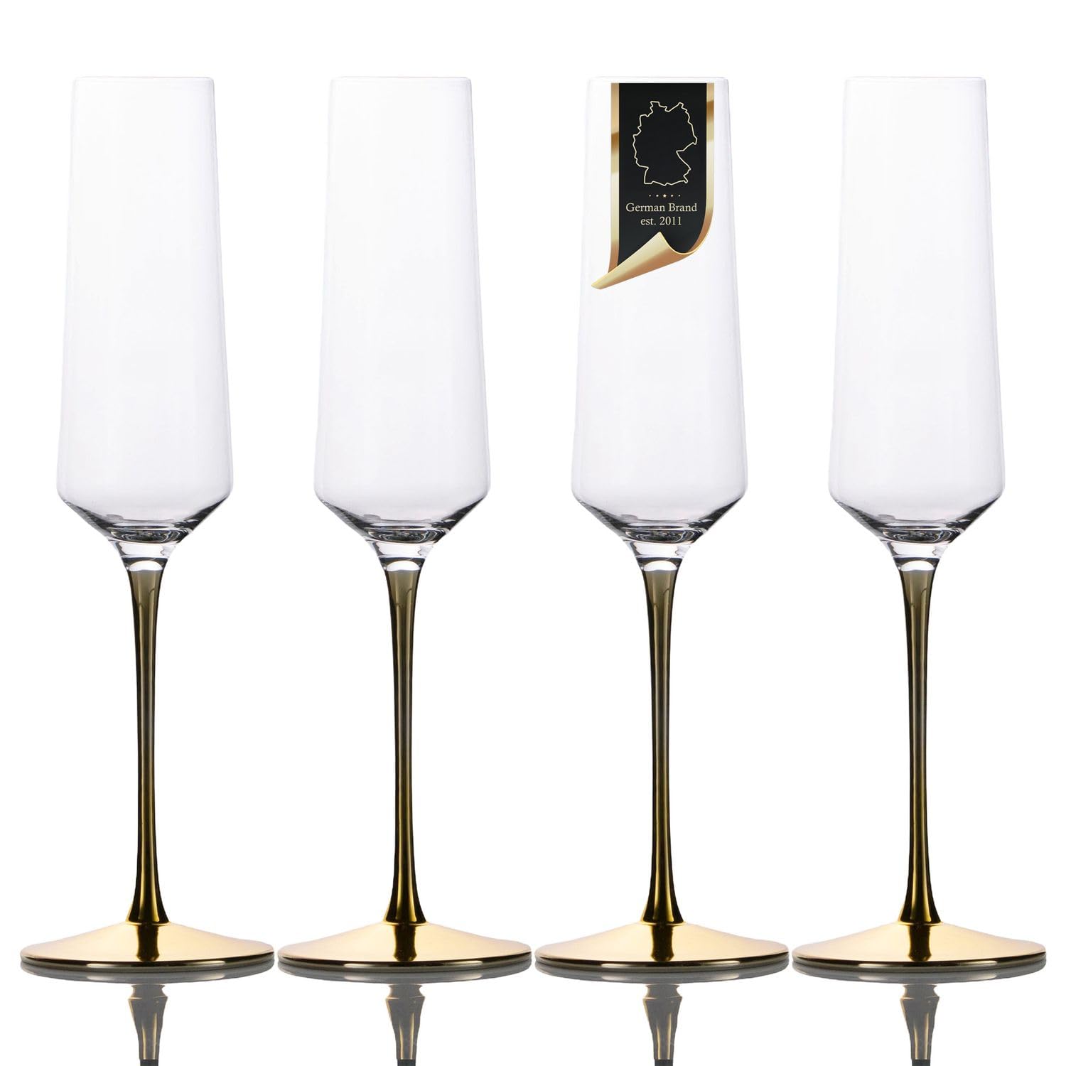 Copa de champán con tallo dorado para regalar en bodas aniversarios y estrenos de casa