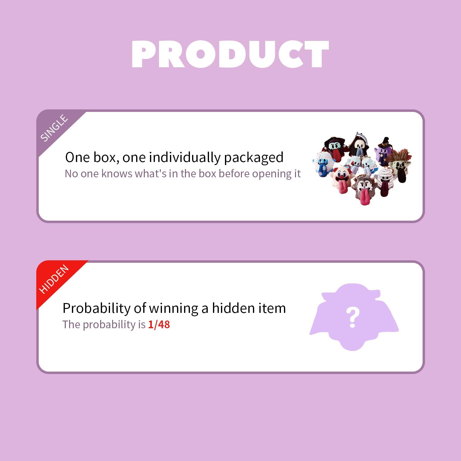 GRAF&WU Cute Ghost Yeti Zombie Werewolf Witch Series Blind Box, Random Design Plush Action Figures Collectible Toys Home Decorations for Gifts (1 Box)