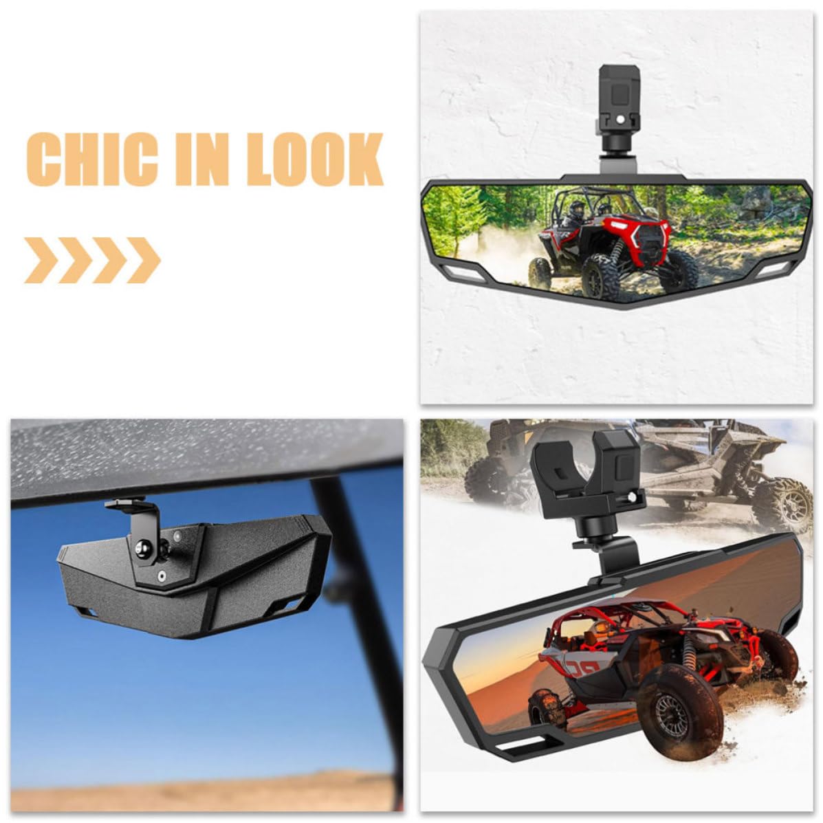 FRCOLOR Rétroviseur Mort Atv et Auxiliaire Utv pour Noir Abs en Ajustable Large Champ de Vision, Surveillance de L'angle en-piste