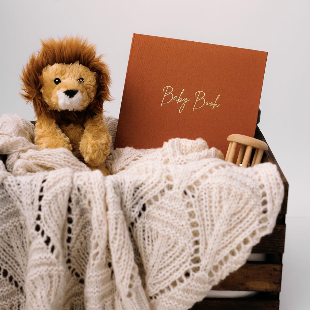 Baby Book Keepsake Rust-Minimalist Baby Memory Book per ragazza o ragazzo Album fotografici per bambini Libri per neonati per i nuovi genitori Ricordi e diari per bambini per la prima volta