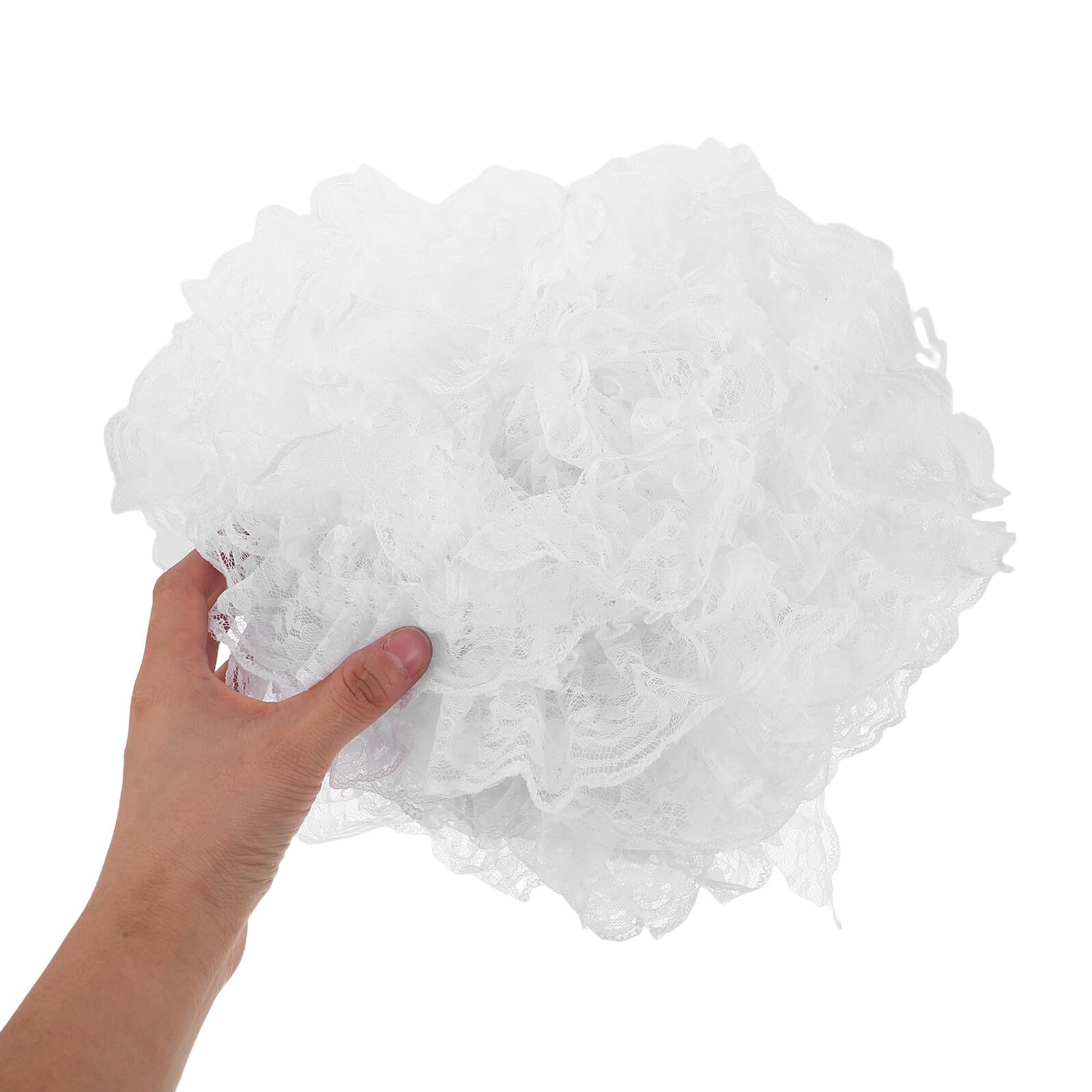 Mikikit Cinta de Encaje Blanca Plisada 6 Cm X 40 M, Ribete Floral Elástico para Coser, Manualidades y Decoración de Prendas, Bordado Volantes, Ribete Festoneado para Confección y Bricolaje
