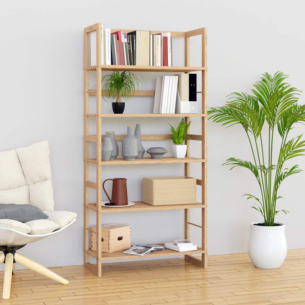 Casaria Scaffale da bagno in Legno 5 Ripiani Mobiletto da Cantina 135,5 x 58 x 27 cm Libreria Salvaspazio Portaoggetti