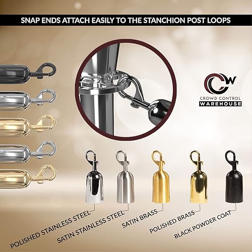 Miniatura 8 de CCW Kit de puntal de poste y cuerda con 4 postes superiores de corona de acero inoxidable pulido y 3 cuerdas de núcleo de algodón de terciopelo