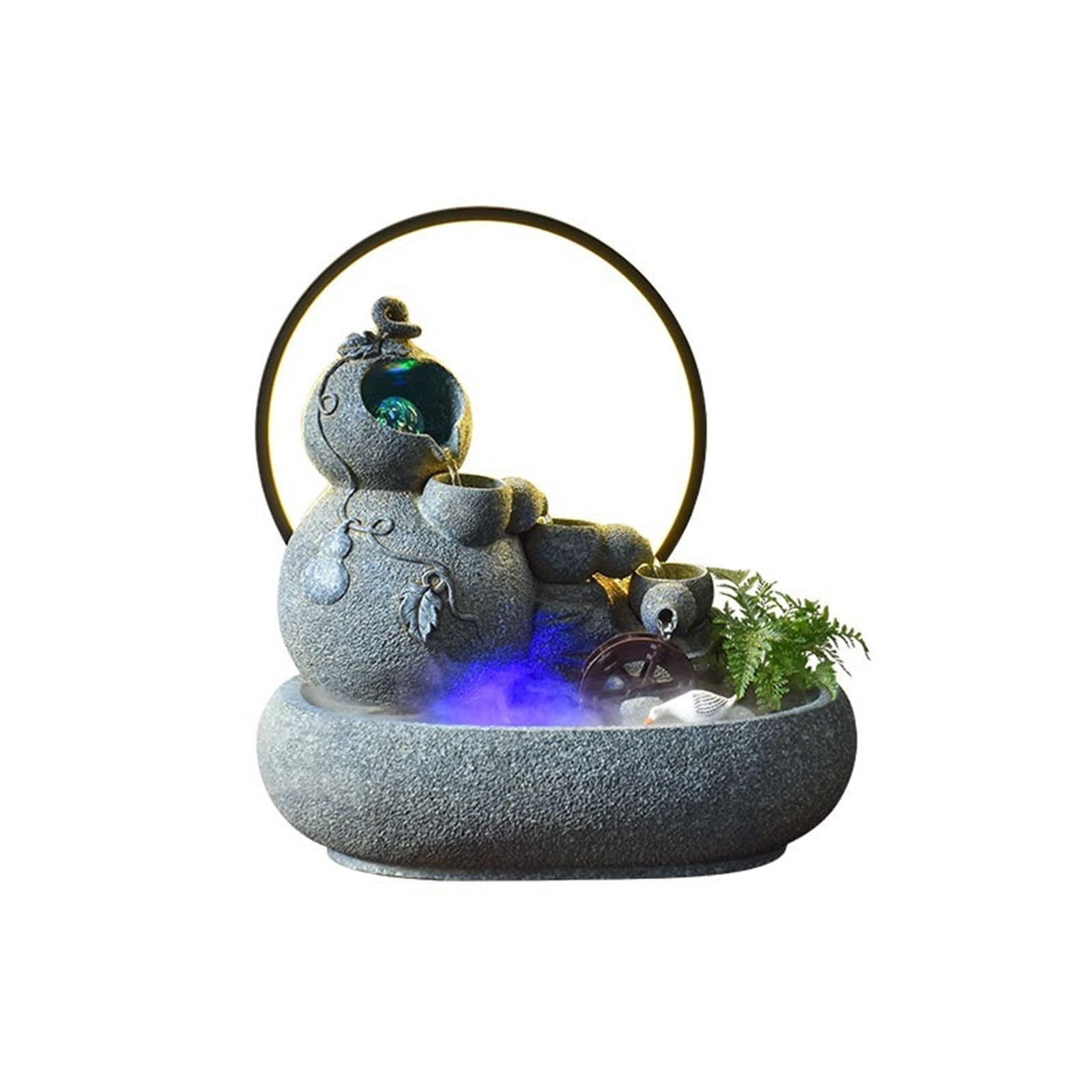 water feature Fountain Water Feature Small Waterfall Fountains, Desktop for Meditation Relaxation(Blue)