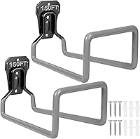 Vista 10 de 2 piezas de soporte de manguera resistente para almacenamiento de manguera de jardín, soportes de manguera de agua negra para montaje en pared