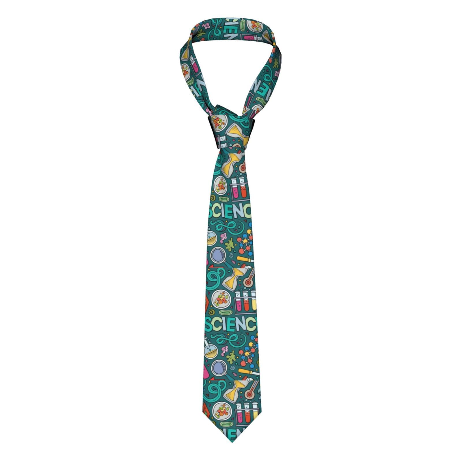 HAHAFU Cartoon Science Theme Men Ties Classic Silk Men'S Neckties,Formal Printed Neckties For Party Work Business Wedding