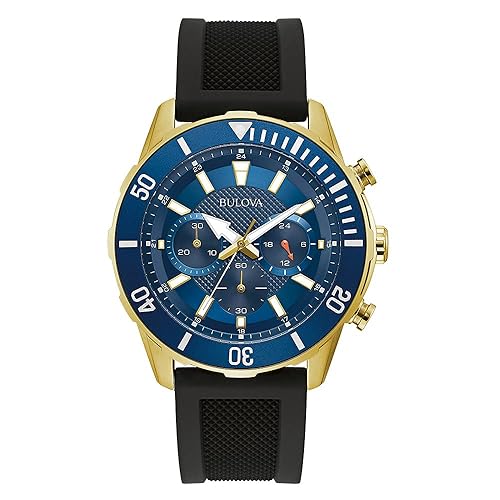 Men's Sport 6-Hand Chronograph Quartz Watch with Black Silicone Strap,