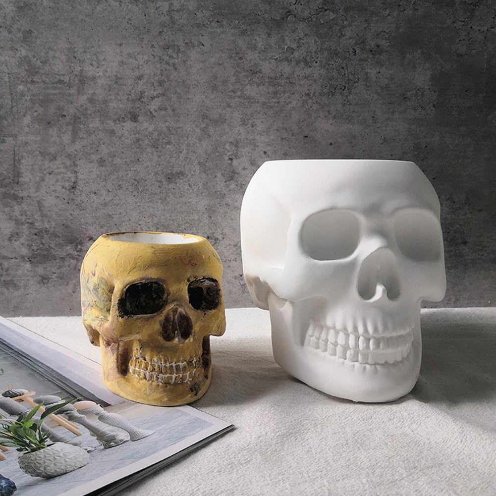 Dianzan Formy do świec na Halloween, 3D z trupią czaszką, formy silikonowe do doniczek na kwiaty