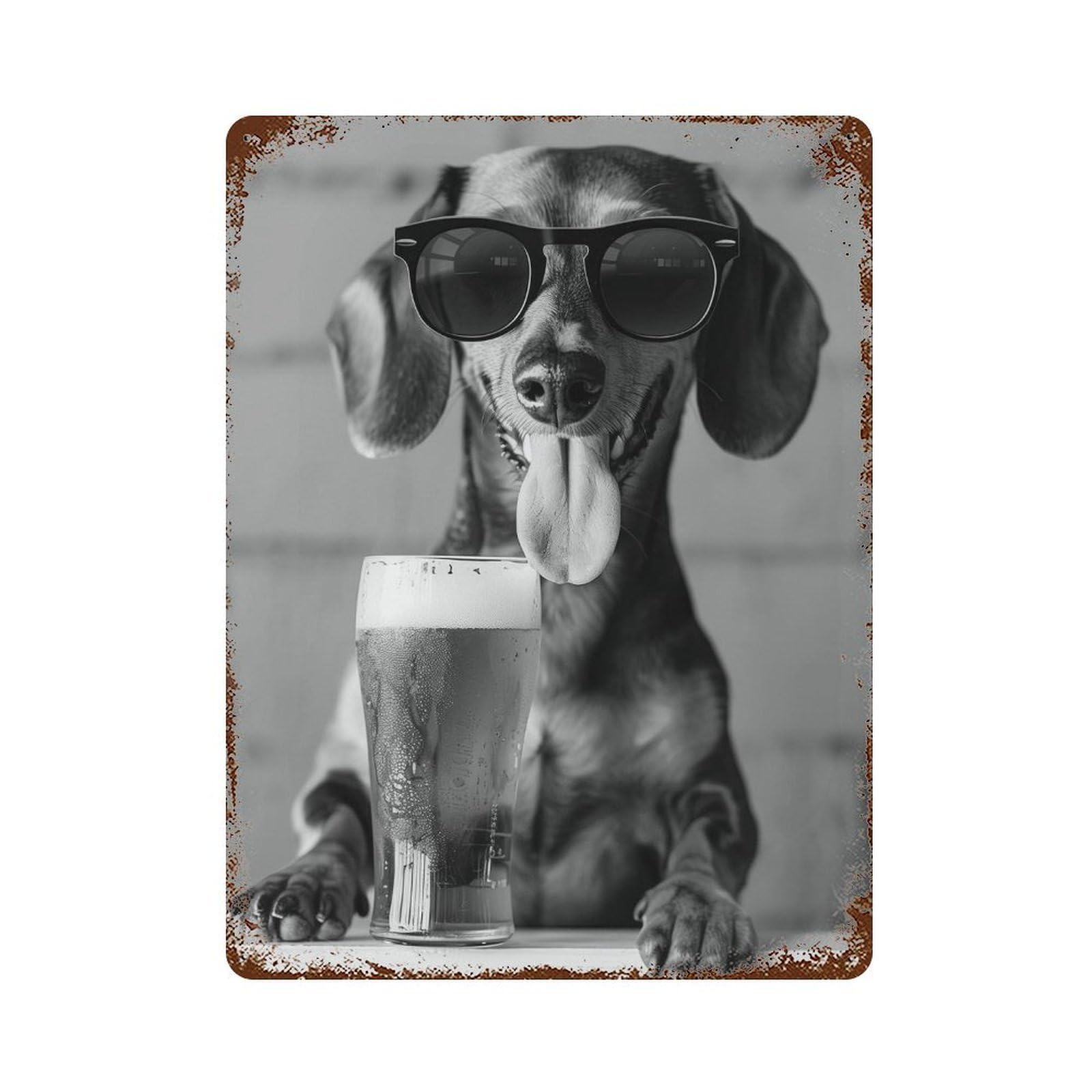 xiaoxiaoshen Dachshund Drinking Beer Pint Wall Decor Art Metal Tin Poster Modern Home Decor Art Home Bar Shop Decorations Vintage Sign 40x30cm