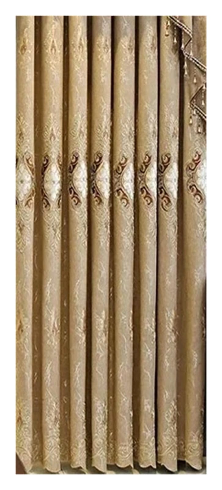 DHYUACN Living Room Curtains Embroidered Curtains for Living Room Bedroom Balcony Floor Court Thickened Blackout(Color 1,Pull,W200cm)