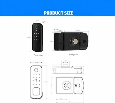 IP66 WiFi Smart Lock,Dual Fingerprint&Card,5-in-1 Yard Gate Lock